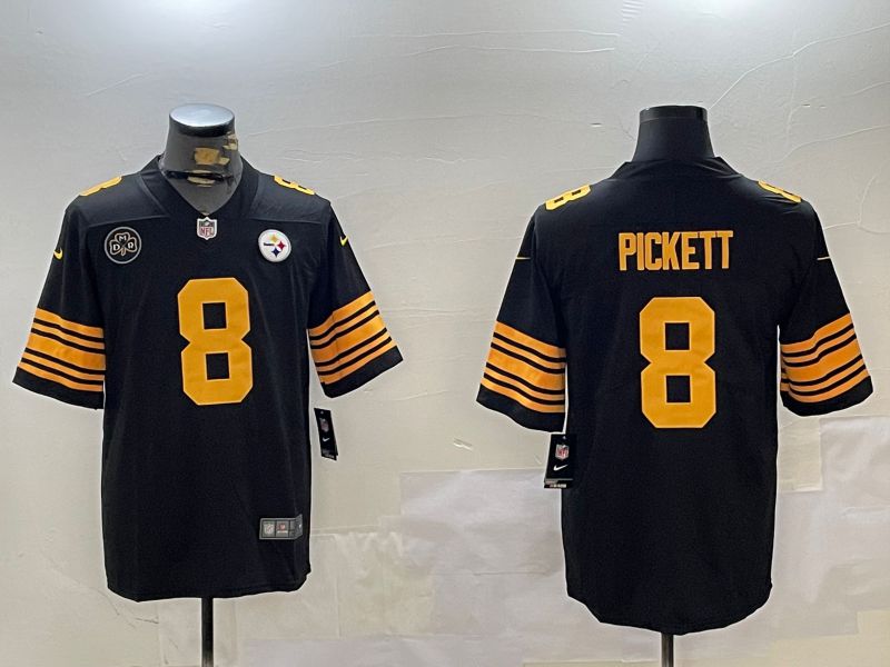 Men Pittsburgh Steelers #8 Pickett Black 2024 Nike Limited NFL Jersey style 3